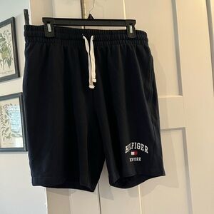 Tommy Hilfiger Black Athletic Shorts with White Drawstring